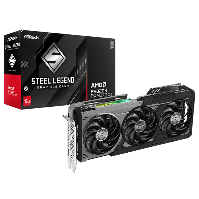 کارت گرافیک ازراک مدل RX 9070 Steel Legend Dark 16GB 
